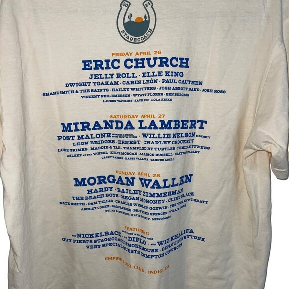 Stage Coach Mens Tee Shirt Size Large Cream 2023 Concert Crew Neck Pure Cotton - Picture 7 of 7